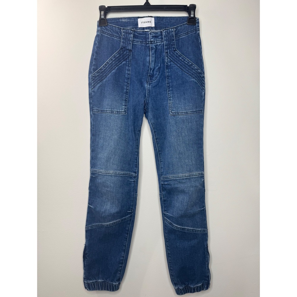 Frame Waltz Cargo Jogger Jeans Blue Denim Utility Pants Size 24